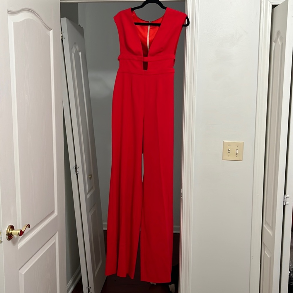 Jay Godfrey Red Bond Jumpsuit